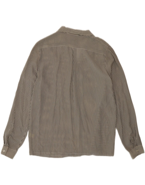 Женская блузка-рубашка Alba Fornari UK 14, средний белый в полоску, шелк