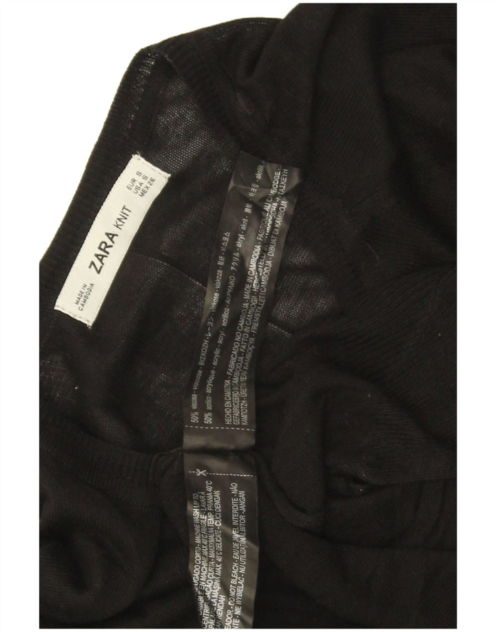 Женский свитер с вырезом «лодочка» Zara UK 10, маленький, черный, вискоза