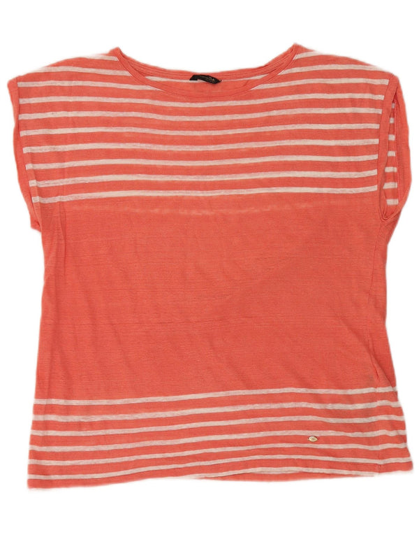 Женская футболка Massimo Dutti Top UK 18 XL, льняная оранжевая полоска