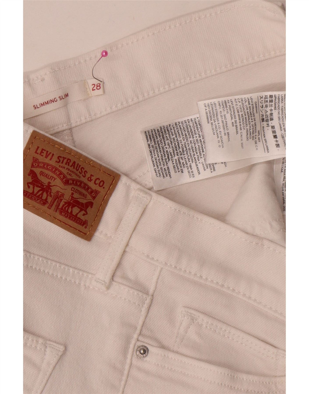 Женские облегающие джинсы Levi's W28 L31, белый хлопок