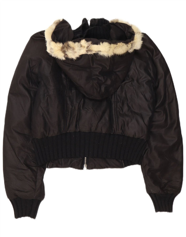 TRUSSARDI JEANS Женская утепленная куртка с капюшоном IT 44 Средний Черный Полиамид