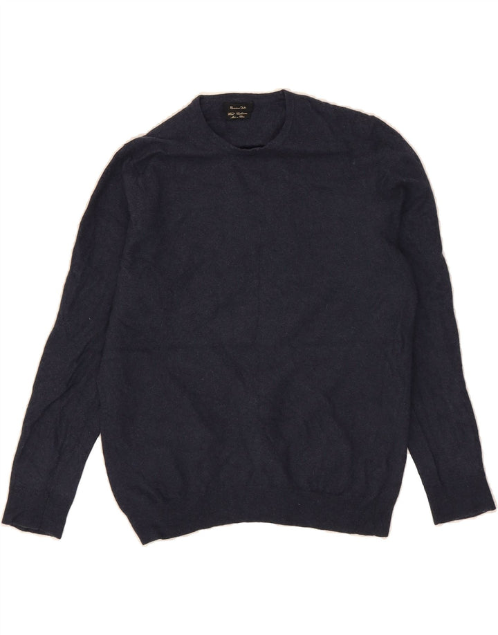MASSIMO DUTTI Womens Crew Neck Jumper Sweater UK 14 Medium Navy Blue Wool Vintage Massimo Dutti and Second-Hand Massimo Dutti from Messina Hembry 