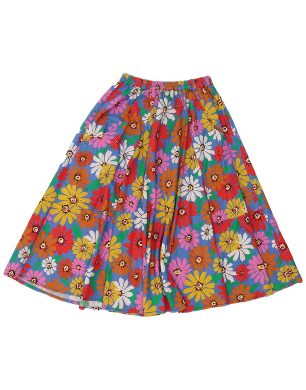 Винтажная женская юбка-трапеция среднего размера W28, разноцветный хлопок с цветочным принтом