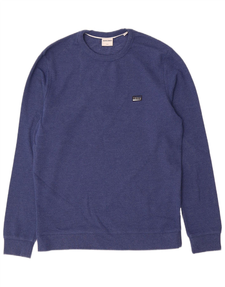 Мужской свитшот Jack & Jones, хлопковый джемпер среднего синего цвета
