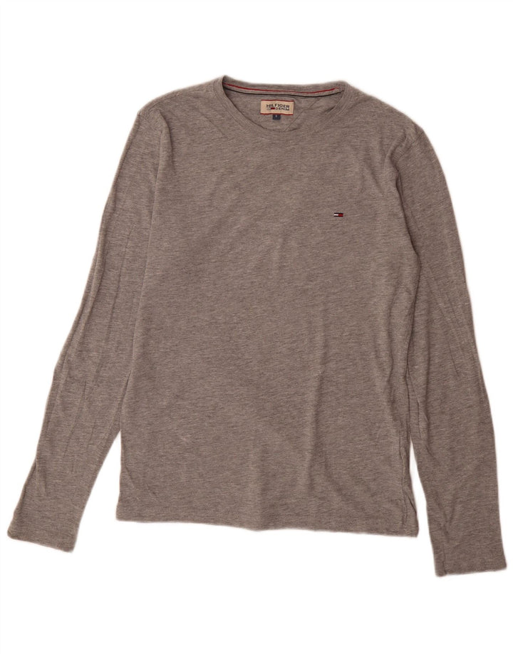 Мужской топ Tommy Hilfiger из хлопка с длинными рукавами, маленький серый в крапинку