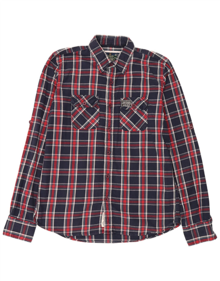 Мужская фланелевая рубашка Superdry 2XL, темно-синяя клетка, хлопок