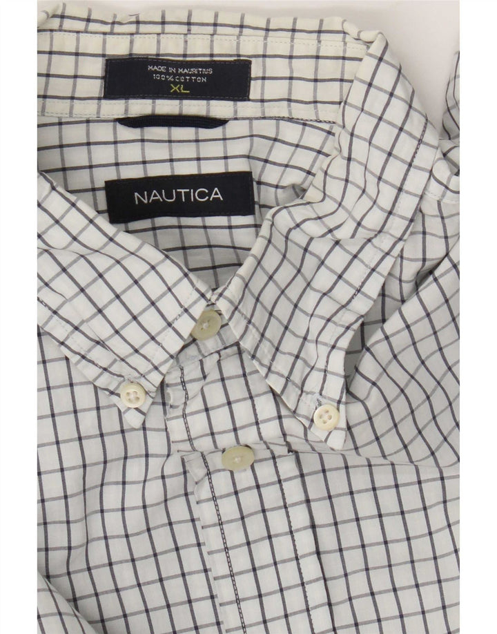 Мужская рубашка Nautica XL, хлопок в белую клетку
