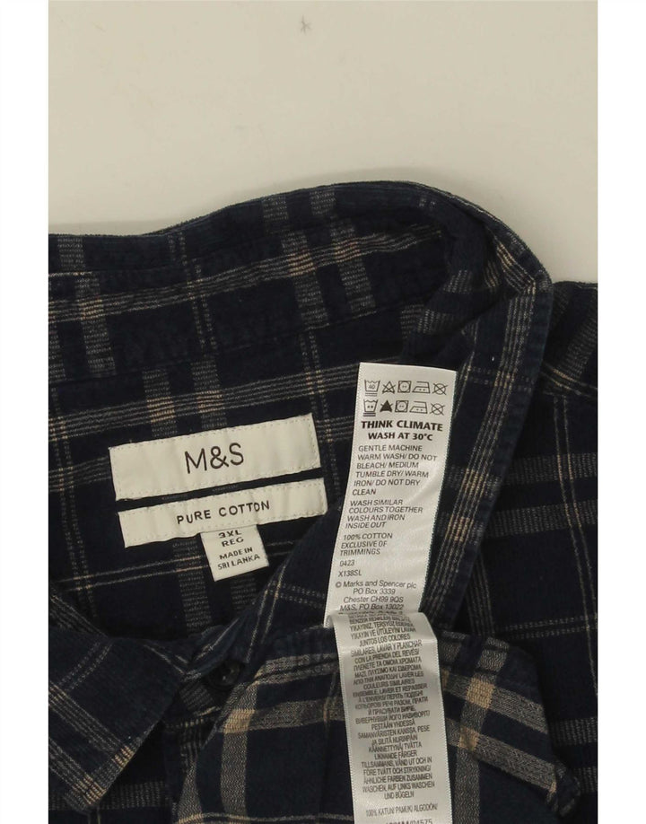 Мужская вельветовая рубашка Marks & Spencer 3XL, темно-синяя клетка, хлопок