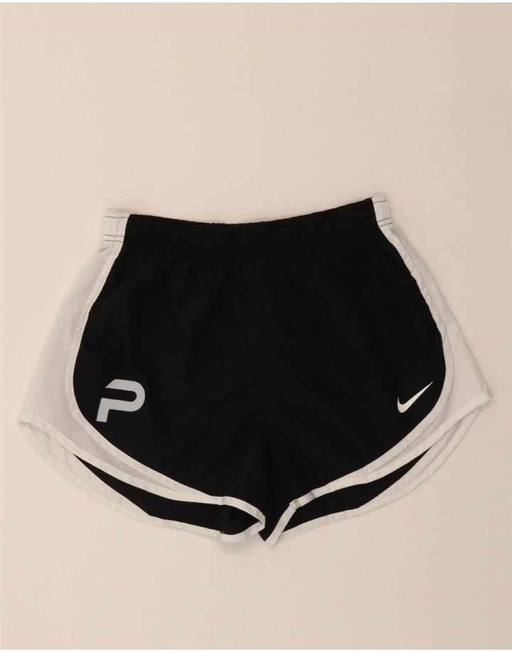 NIKE Womens Dri Fit Sport Shorts UK 12 Medium  Black Colourblock Polyester Vintage Nike and Second-Hand Nike from Messina Hembry 