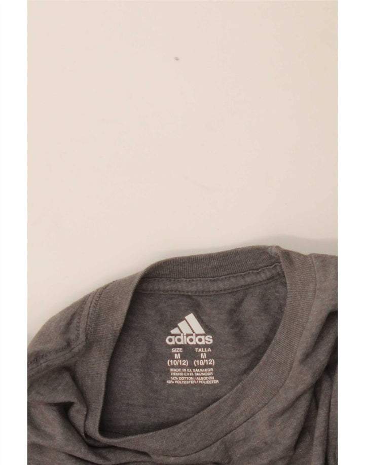 Футболка Adidas с рисунком для мальчиков, топ 10–11 лет, средний серый хлопок, серый цвет