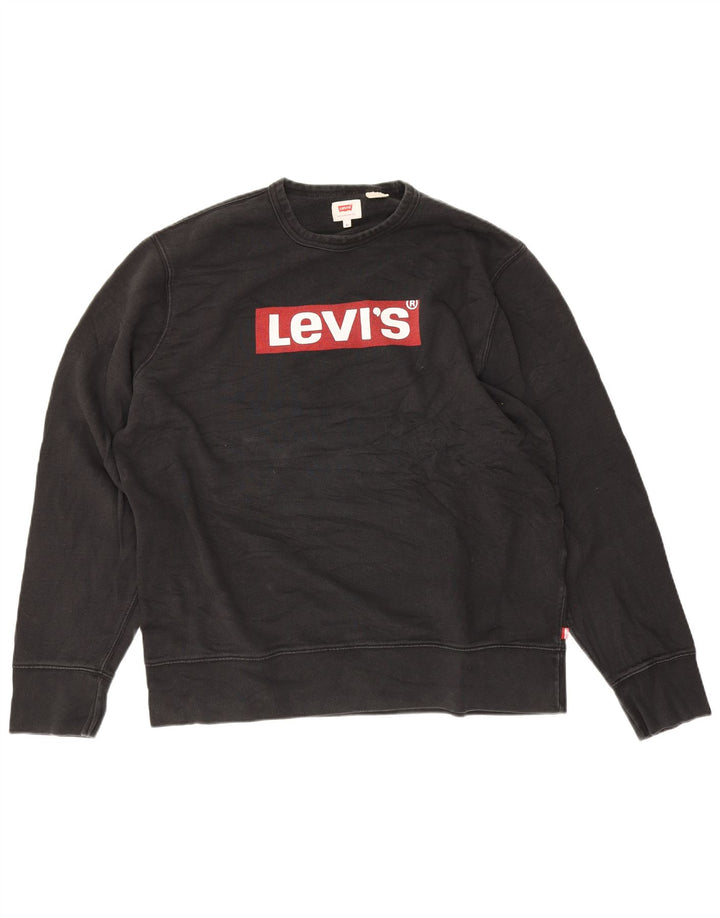 Мужской свитшот с рисунком LEVI'S, XL, черный, хлопок