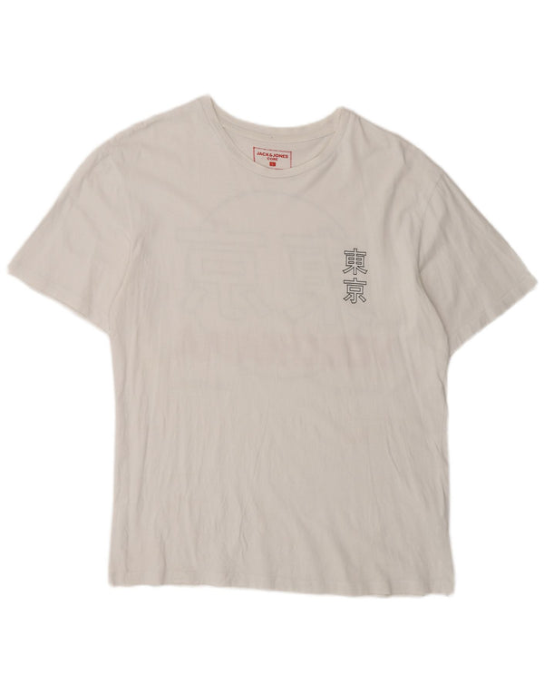 Мужская футболка с рисунком Jack & Jones, большой белый хлопок