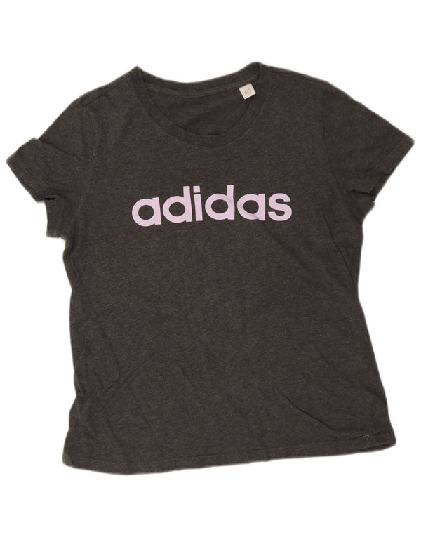 Женская футболка Adidas с рисунком Top UK 12, средний серый хлопок с крапинками