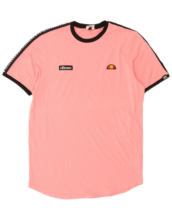 Мужская футболка Ellesse с рисунком, топ 2XL, розовый хлопок с цветными блоками