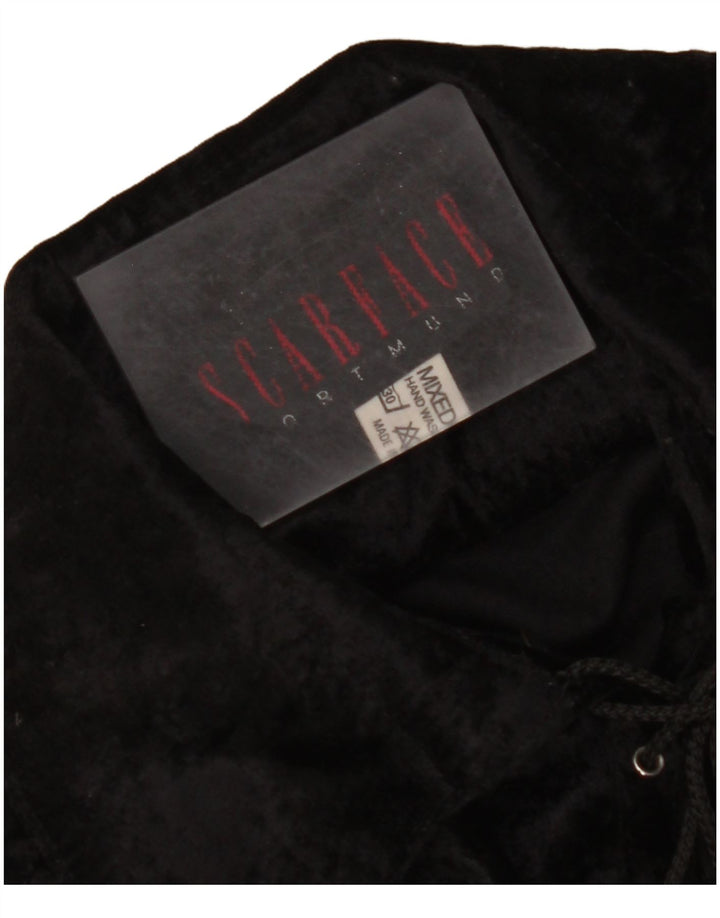 ВИНТАЖНАЯ женская бархатная блузка с длинным рукавом, топ UK 20 2XL, черный