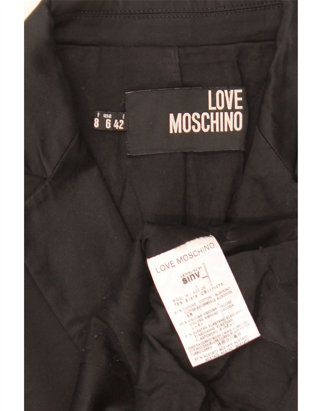 Женский укороченный пиджак с 3 пуговицами Moschino IT 42, средний черный хлопок