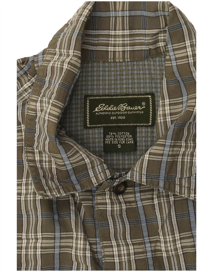EDDIE BAUER Мужская рубашка с коротким рукавом, маленькая серая клетка, хлопок