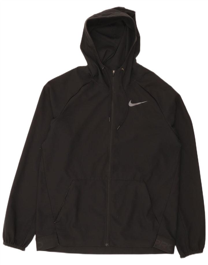 Мужская спортивная куртка с капюшоном и графическим рисунком Nike Dri Fit, средний черный цвет