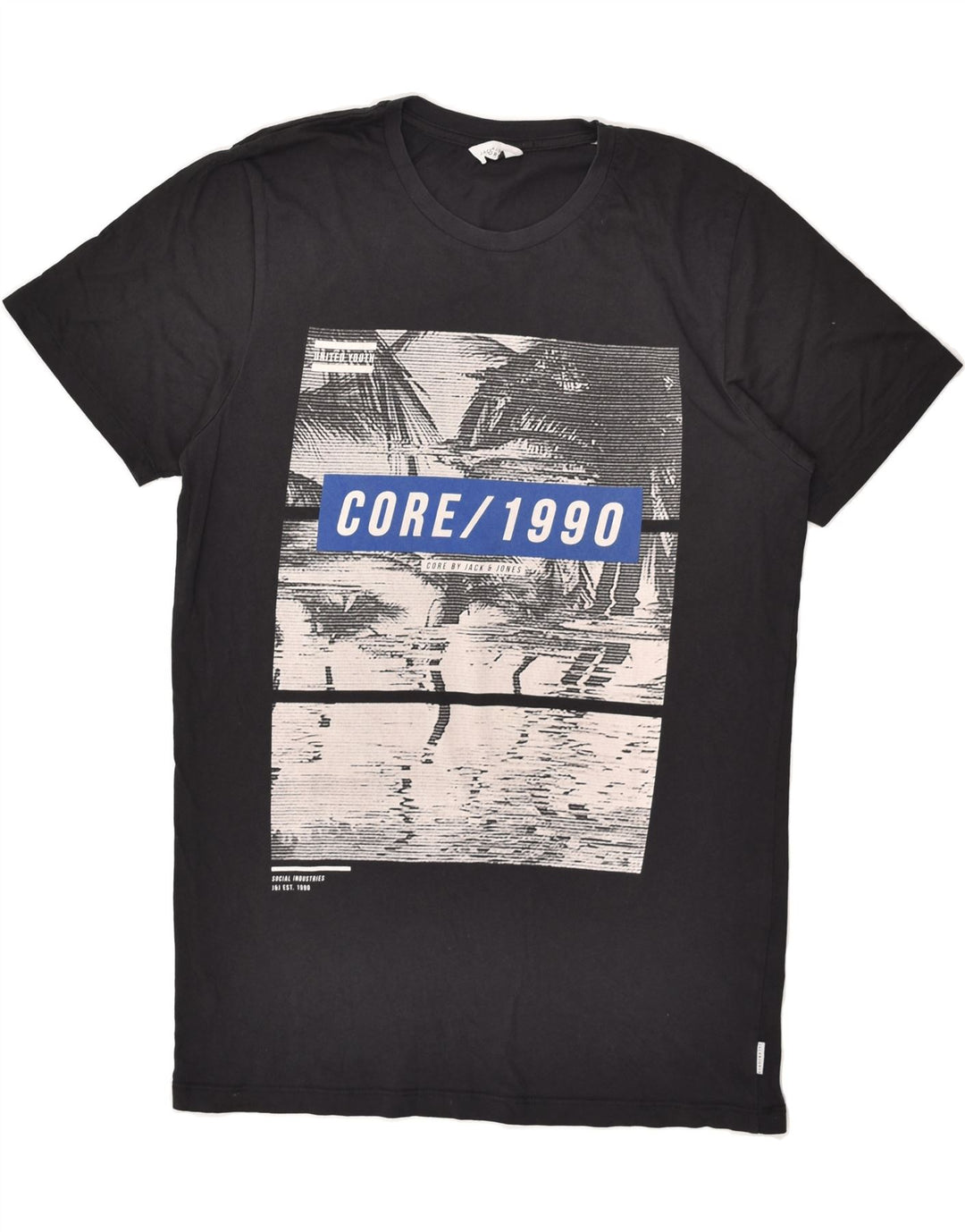 JACK & JONES Mens Graphic T-Shirt Top Large Black Cotton | Vintage Jack & Jones | Thrift | Second-Hand Jack & Jones | Used Clothing | Messina Hembry 