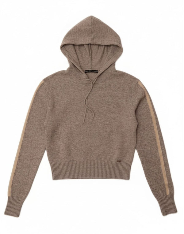 Guess Женский укороченный джемпер с капюшоном UK 6 XS Серый цветных блоков