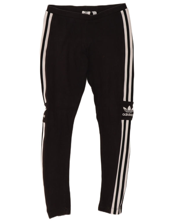 Женские леггинсы с рисунком Adidas UK 10, маленькие черные хлопковые спортивные штаны
