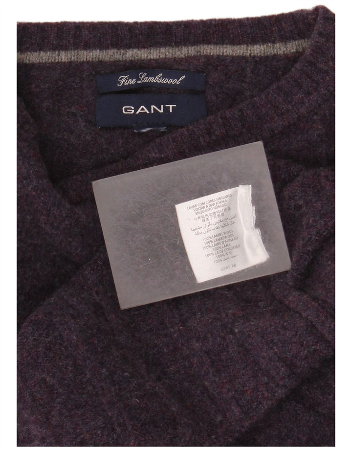 Мужской свитер Gant с круглым вырезом, средний фиолетовый из овечьей шерсти