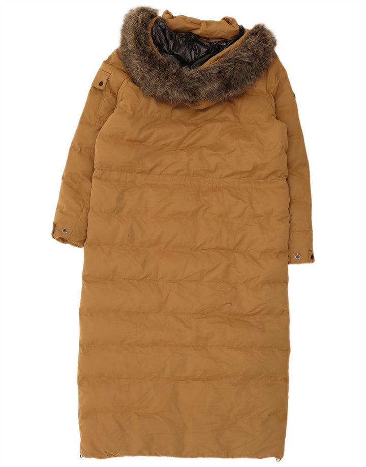 Женское стеганое пальто с капюшоном Superdry UK 12, средний бежевый, полиэстер