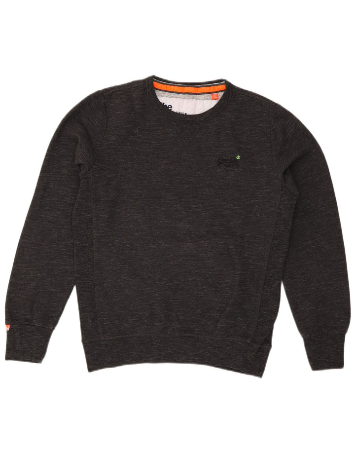 Мужской свитшот Superdry, хлопковый джемпер среднего серого цвета в крапинку
