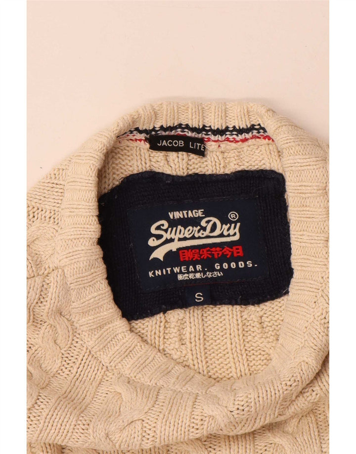 Мужской джемпер с круглым вырезом Superdry, маленький бежевый хлопковый свитер