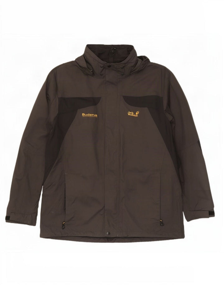 Мужская дождевик Jack Wolfskin UK 50 3XL Хаки Полиамид с цветными блоками