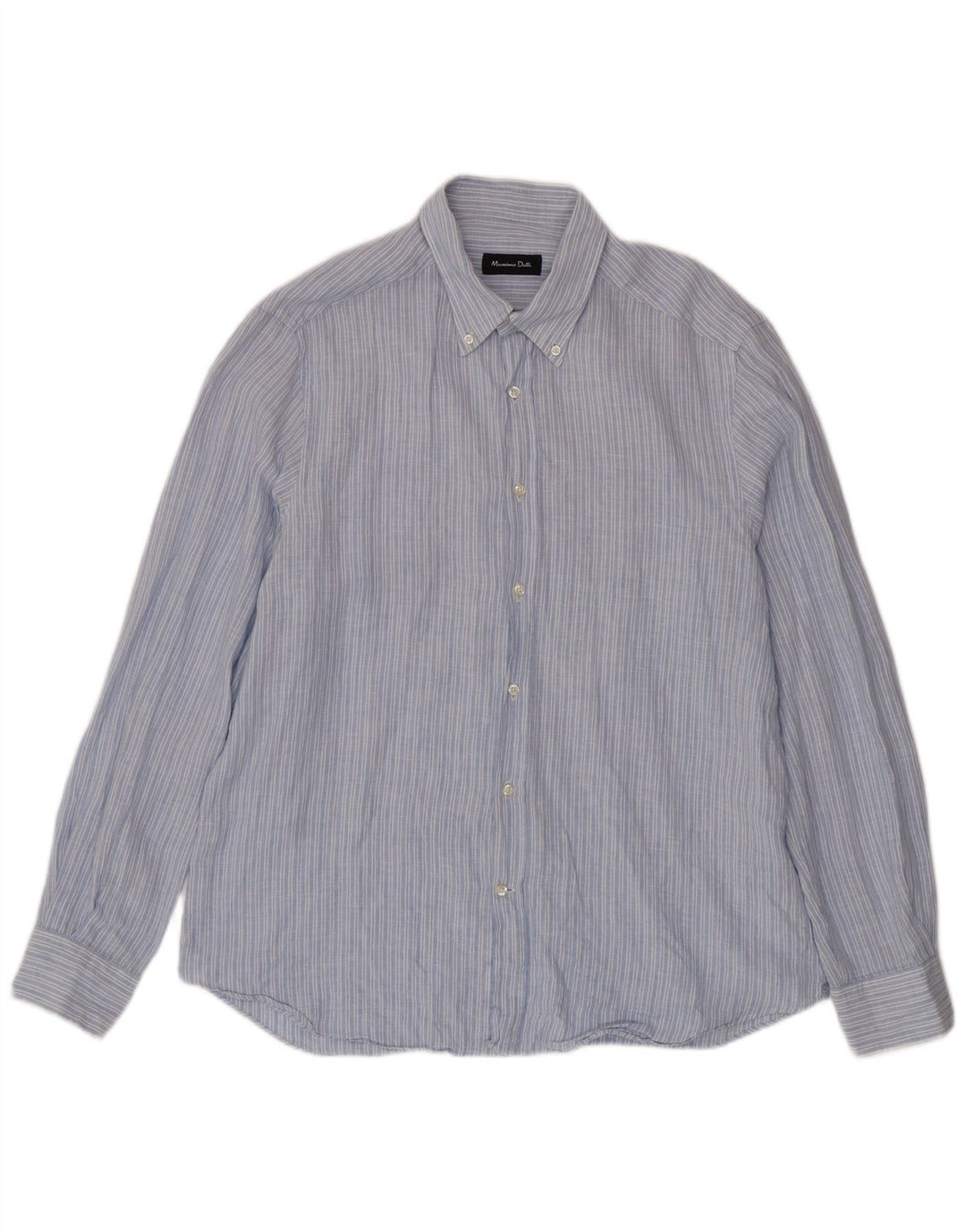 Мужская рубашка Massimo Dutti XL синяя в тонкую полоску