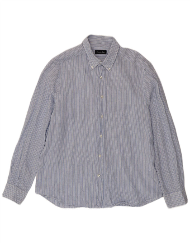 Мужская рубашка Massimo Dutti XL синяя в тонкую полоску