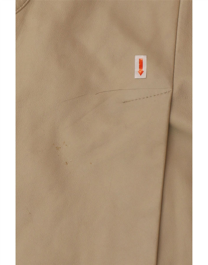 OLLY & CO Женское кожаное пальто UK 10 маленькое бежевое кожаное