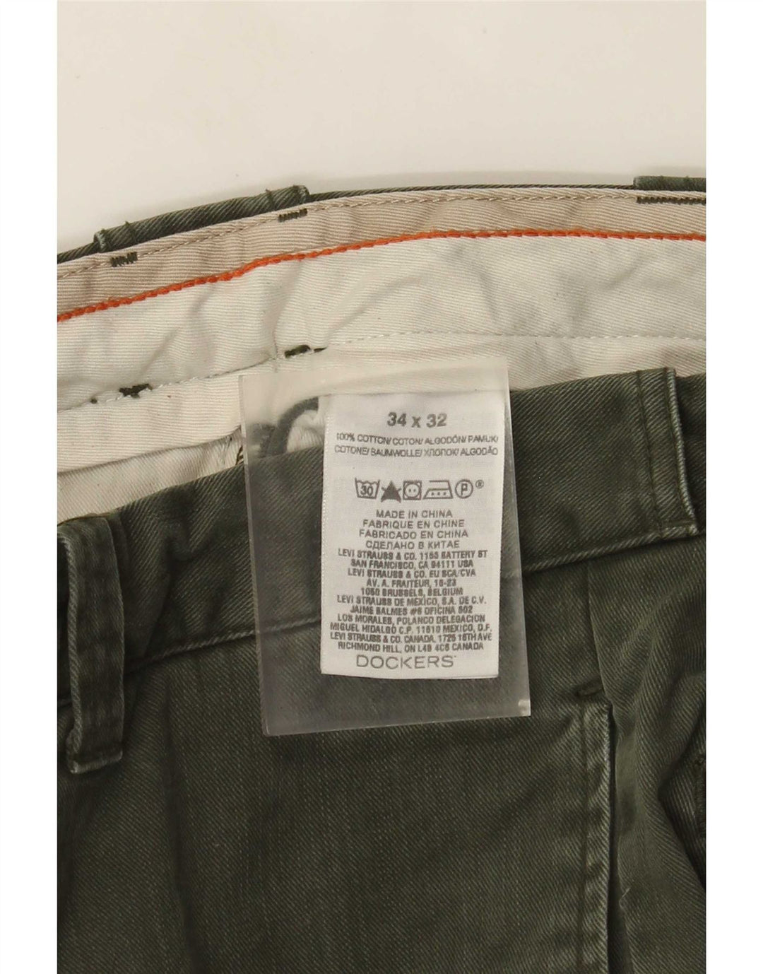 Мужские прямые джинсы Dockers W34 L32, хлопок цвета хаки