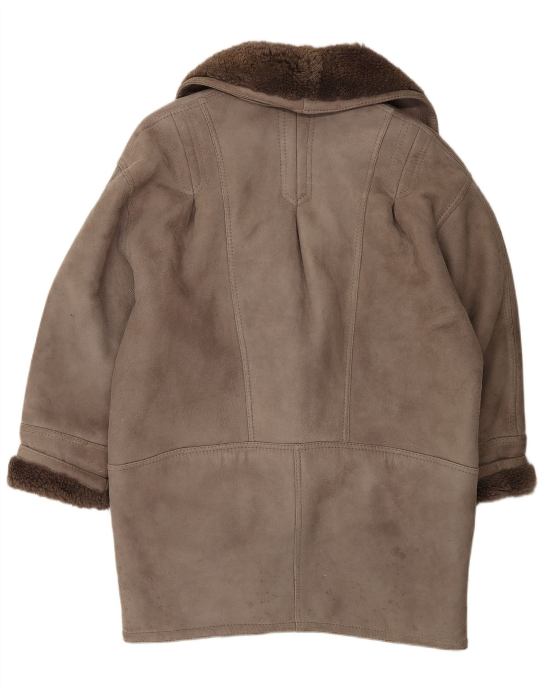 Винтажная женская дубленка оверсайз IT 46 Large Grey Shearling