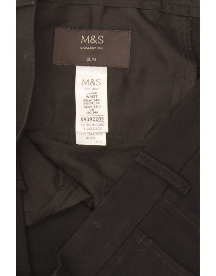 Мужские узкие брюки-чиносы Marks & Spencer W34 L33 черные из полиэстера
