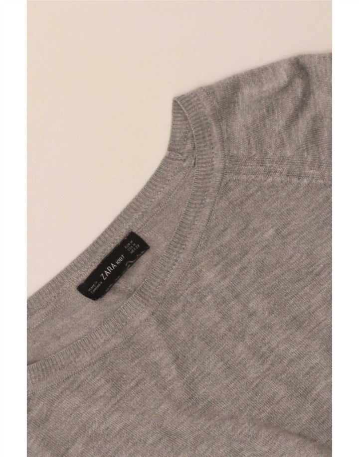 Женский укороченный свитер с вырезом лодочкой Zara UK 14, средний серый цвет