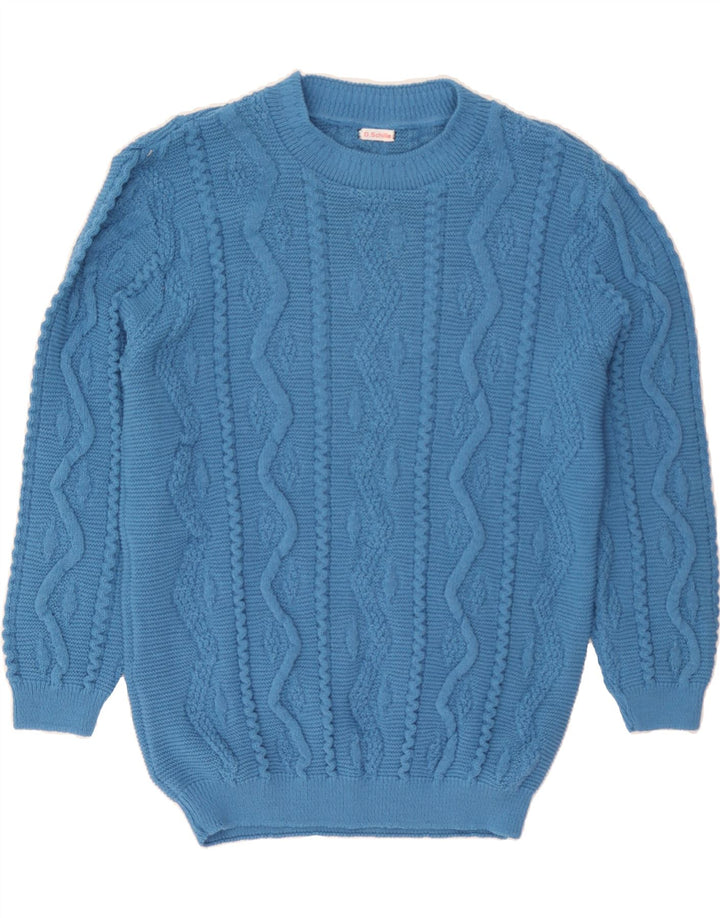 VINTAGE Womens Crew Neck Jumper Sweater UK 14 Medium Blue Vintage Vintage and Second-Hand Vintage from Messina Hembry 