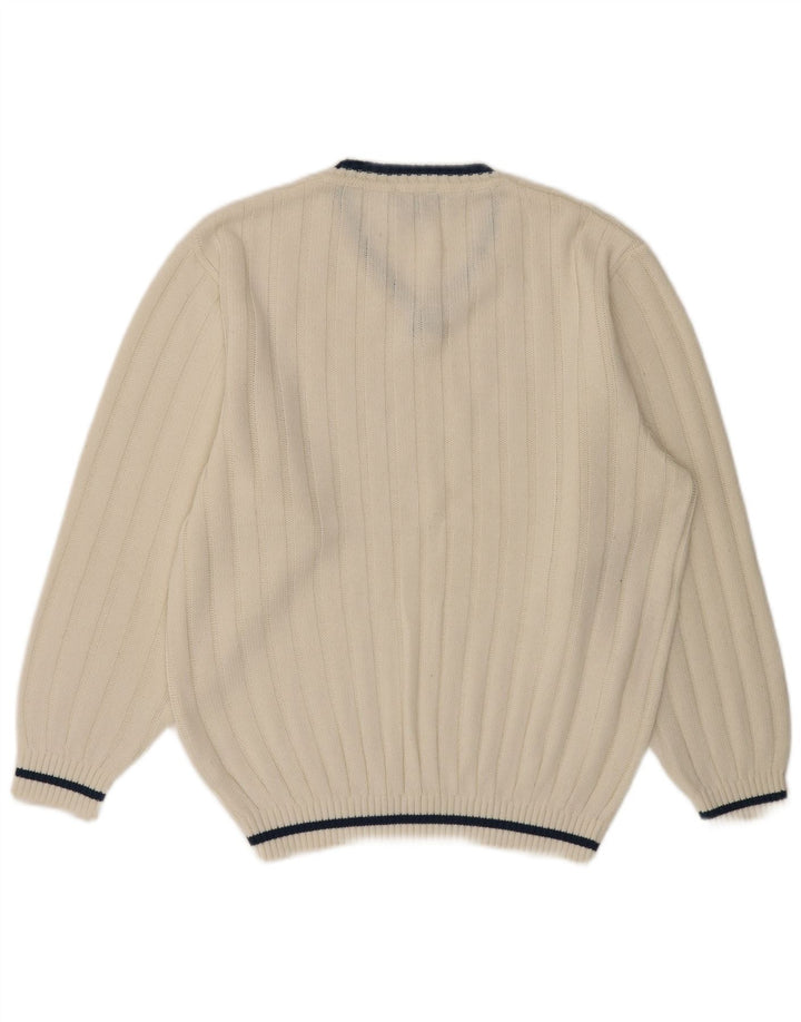 Мужской джемпер с v-образным вырезом VINTAGE UK 40/42, средний белый полиакрил