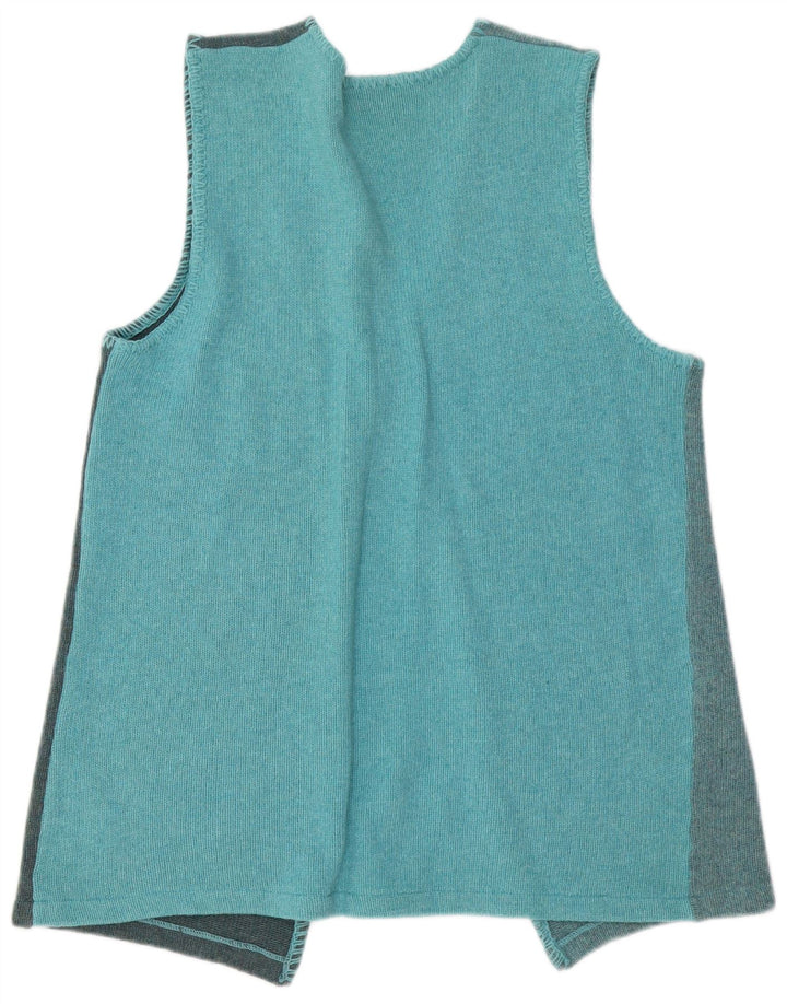 ВИНТАЖНЫЙ женский кардиган-свитер UK 14, большой бирюзовый цвет с цветными блоками