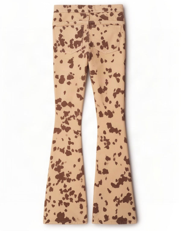 Женские расклешенные джинсы Zara EU 36 XS W26 L33 Бежевые с животным принтом, хлопок