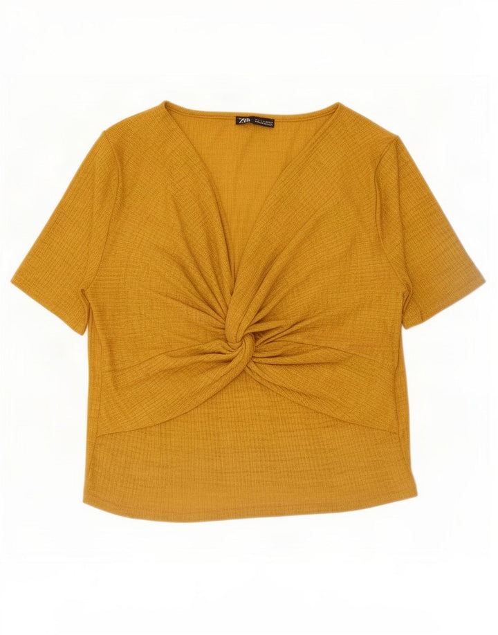 Женская блузка Zara Top UK 14, большой желтый полиэстер