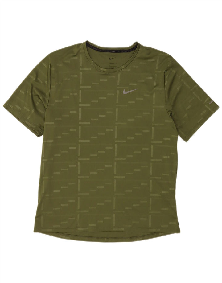 Мужская футболка Nike Dri Fit, большой зеленый полиэстер с геометрическим рисунком
