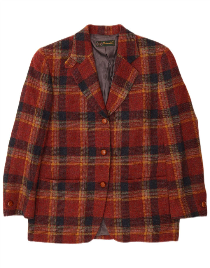 Женский пиджак Lanolini на 3 пуговицах IT 42, средний коричневый в клетку, шерсть