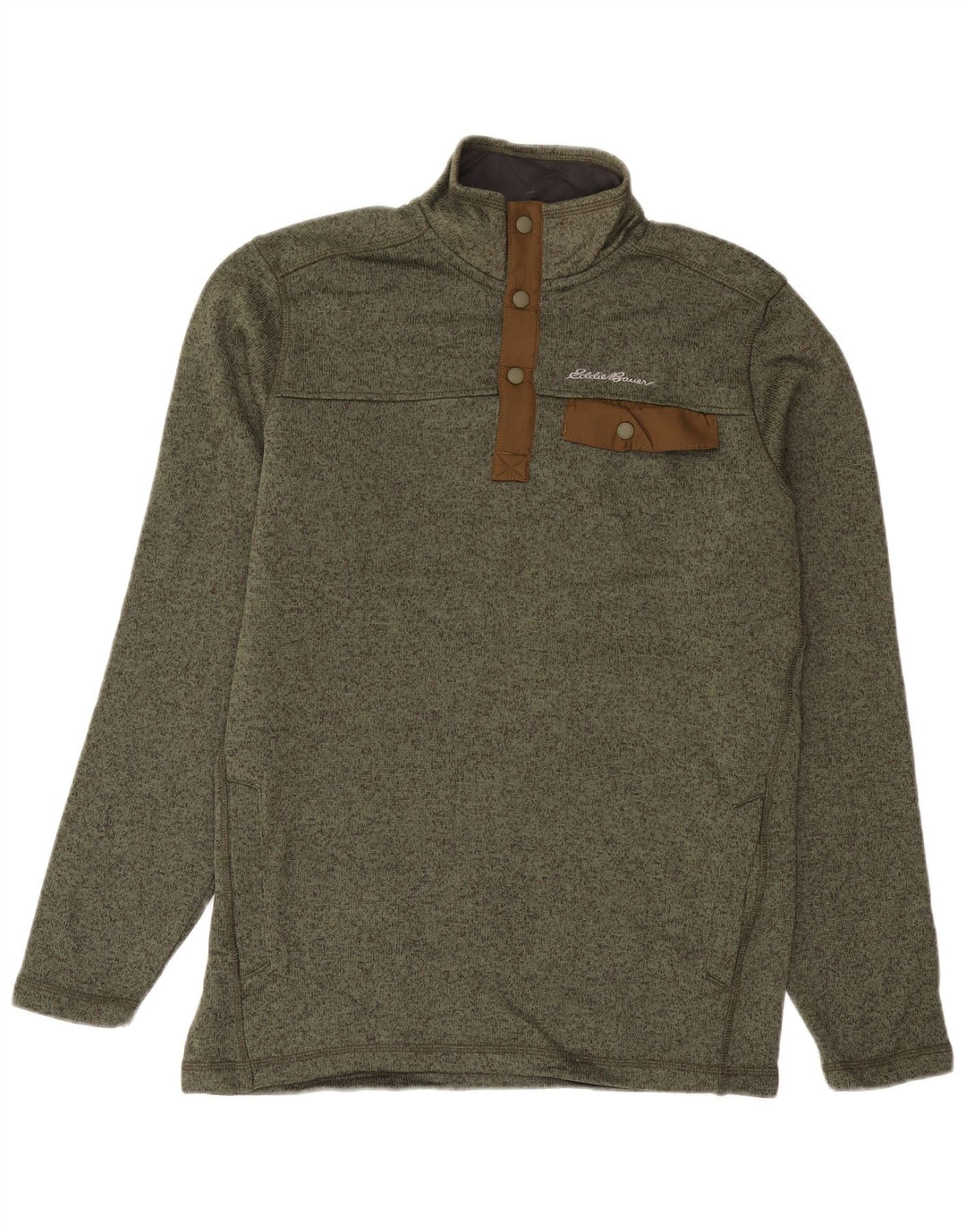 Eddie Bauer Мужской свитшот с высоким воротником на пуговицах, джемпер среднего цвета, хаки, в крапинку