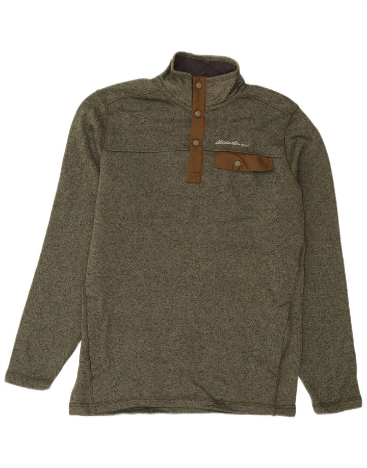 Eddie Bauer Мужской свитшот с высоким воротником на пуговицах, джемпер среднего цвета, хаки, в крапинку