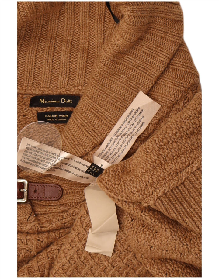 Женский джемпер-пончо Massimo Dutti US 8, средний коричневый, шерсть
