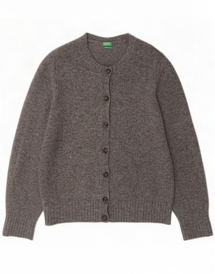 Женский свитер-кардиган оверсайз Benetton UK 14, средний серый, шерсть