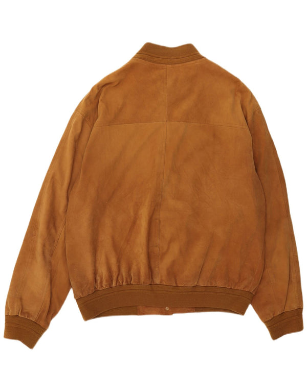 Vintage Mens Suede Bomber Jacket IT 56 3XL Brown Leather