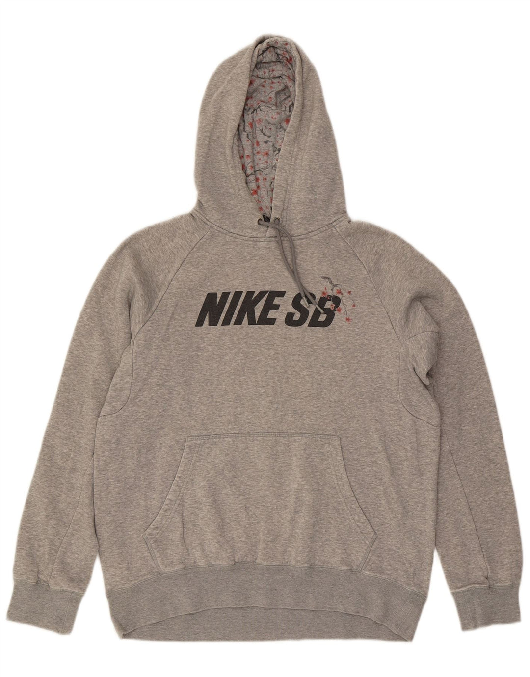 NIKE Mens Graphic Hoodie Jumper Medium Grey Flecked Cotton